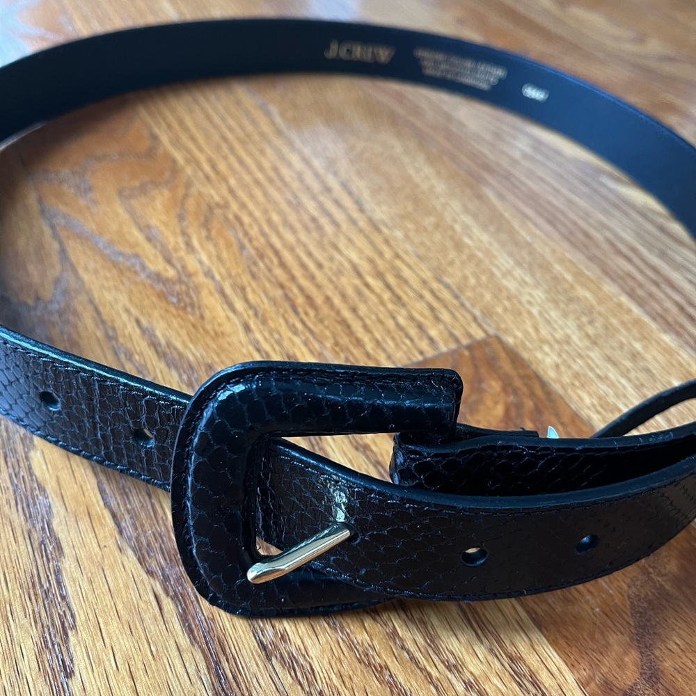 J Crew black embossed leather belt sz M - Picture 6 of 11